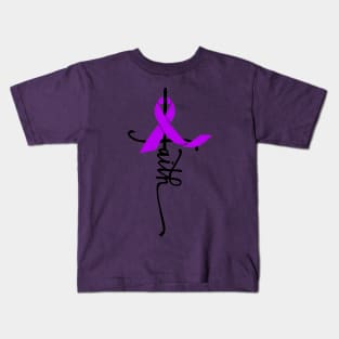 Faith Awareness Ribbon (Purple) Kids T-Shirt